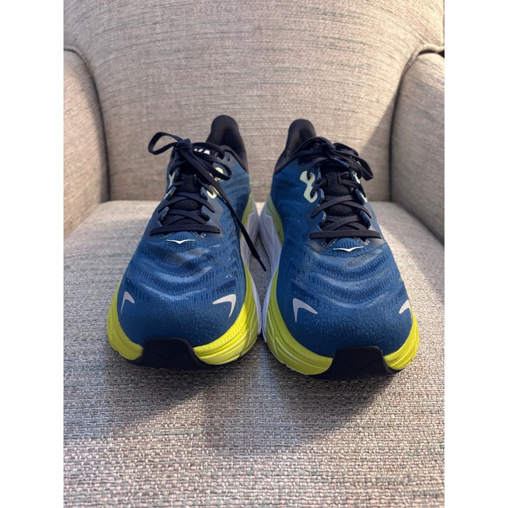 Hoka Arahi 6 Mens Running Shoes Blue Lime Green Stability Sneakers 11.5 D - Picture 4 of 9